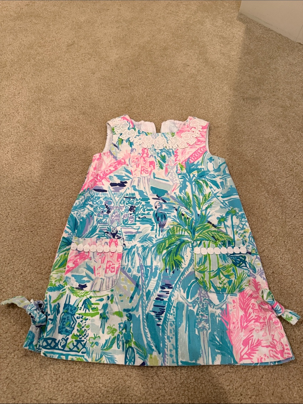 Vera Bradley Pink and White Quilted Lined Dress (Girls)